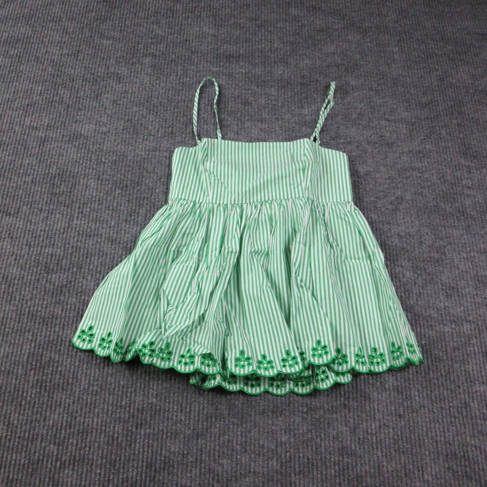 Etre Aimé Tallulah Top Womens S Green Striped Square Neck Embroidered Shirt NWT